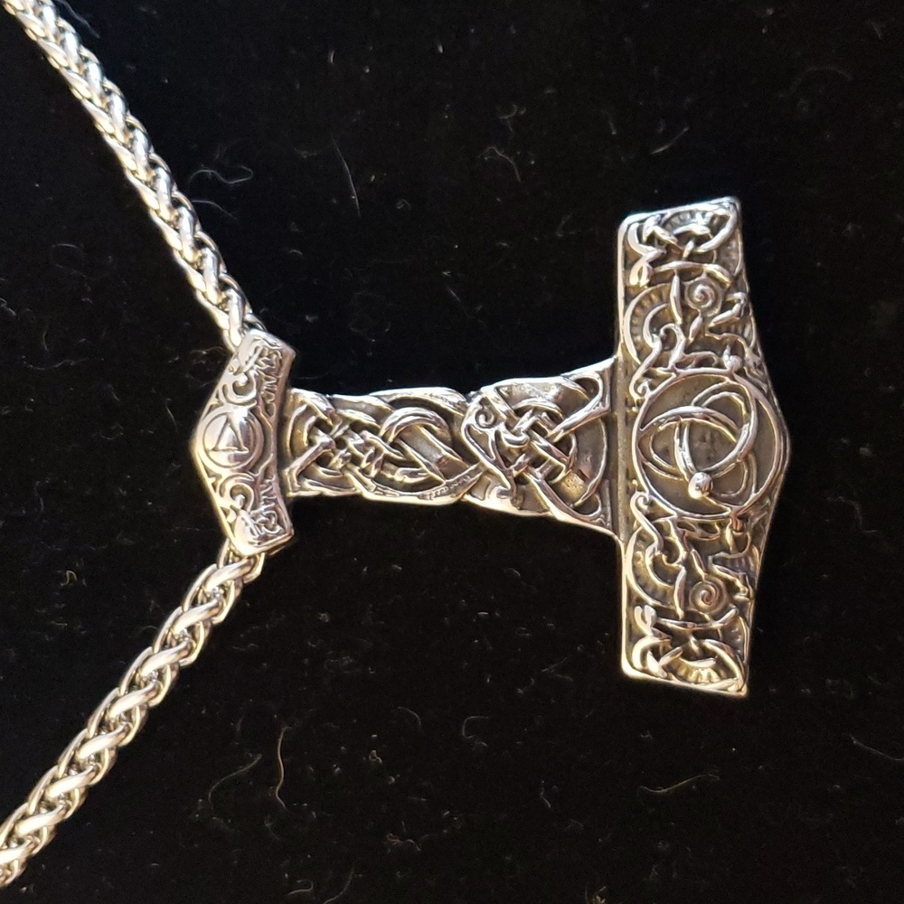 LANGHONG Norse Viking Thor Hammer  Mjolnir Stainless Steel Necklace for Men